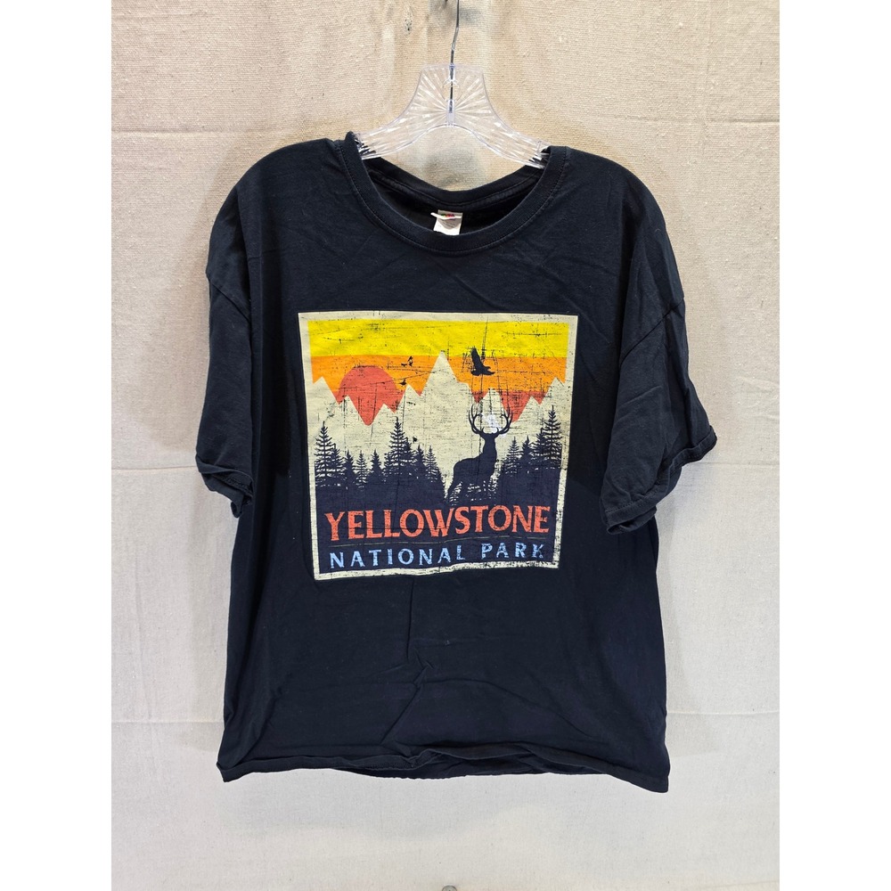 Yellowstone National Park Graphic T-Shirt Mens XL Black Fruit of the Loom Cotton